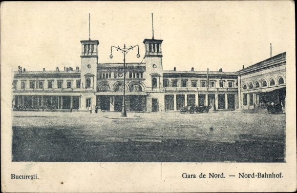 Postcard București Bukarest Rumänien, North Railway Station, Nordbahnhof