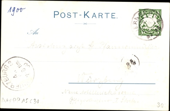 Briefpapier ansichtkaart Neurenberg in Midden-Franken Beieren, algemene motorvoertuigententoonstelling 1900, PP 15 C 30