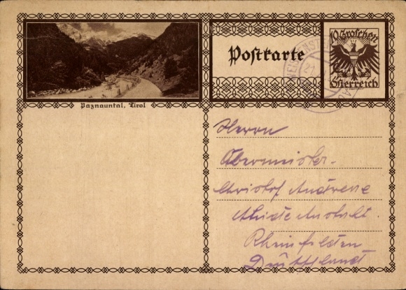 Artykuły pocztowe KP Paznaun Ischgl Tyrol Austria, Dolina Paznaun
