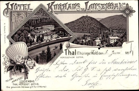 Chromo-Litho Bad Thal Ruhla in Thuringia, Hotel Kurhaus Luisenbad