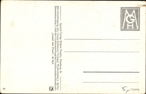 Song Postcard Kleine Dorothee, soldier in a tank, text Fritz Fechner, melody Erich Bolling