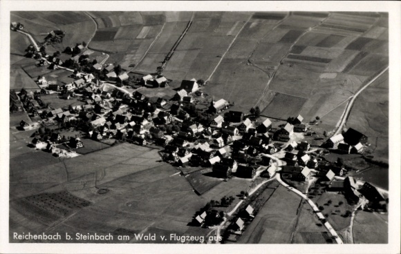 Postcard Reichenbach near Steinbach am Wald Upper Franconia, aerial photograph