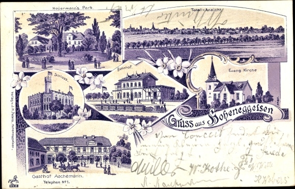 Chromo-Litho Hoheneggelsen Söhlde in Lower Saxony, Hoyermann&#39;s Park, Castle, Gasthof Aschemann