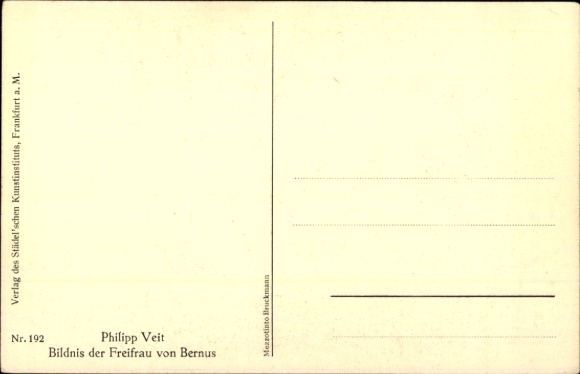 Artist Postcard Veit, P., portrait of Baroness von Bernus