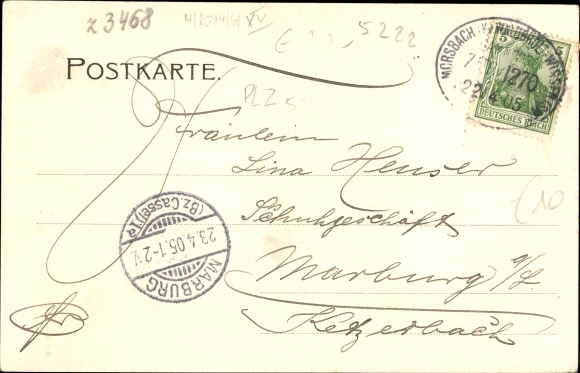 Postcard Morsbach in the Oberberg district, street section in town