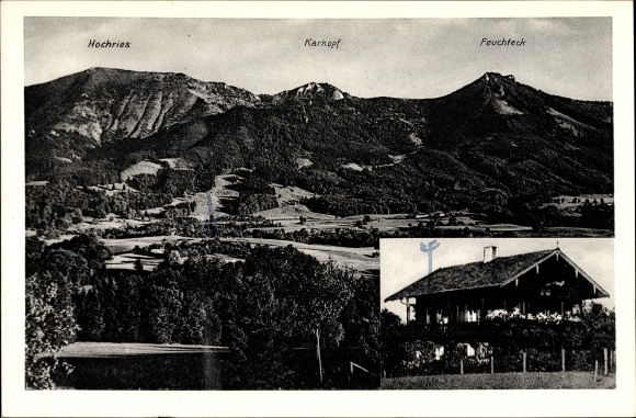 Postcard Bayerisch Gmain in the Berchtesgadener Land Upper Bavaria, Panorama with Hochries, Karkopf, Moisteck