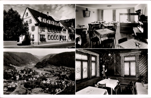 Postcard Hirsau Calw in the Black Forest, aerial photograph, Gasthof u. Pension zum Rößle