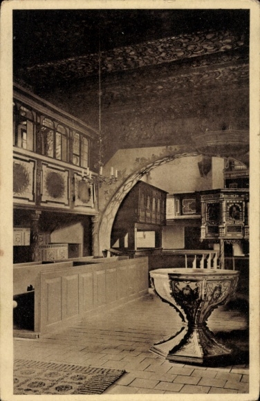 Postcard Ketzür Butzow in Havelland, church, baptism 1613, patron's lodge 1727