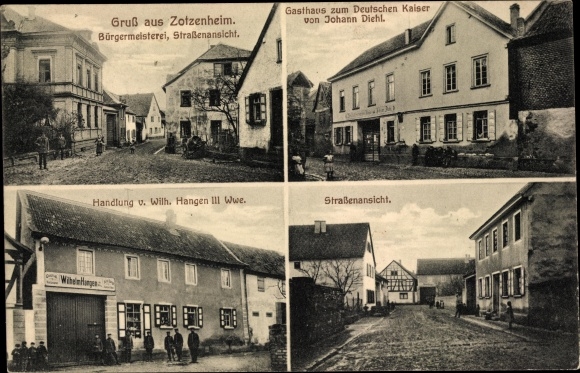 Ak Zotzenheim Rheinhessen, herberg van de Duitse keizer, burgemeesterskantoor, actie W. Hangen III