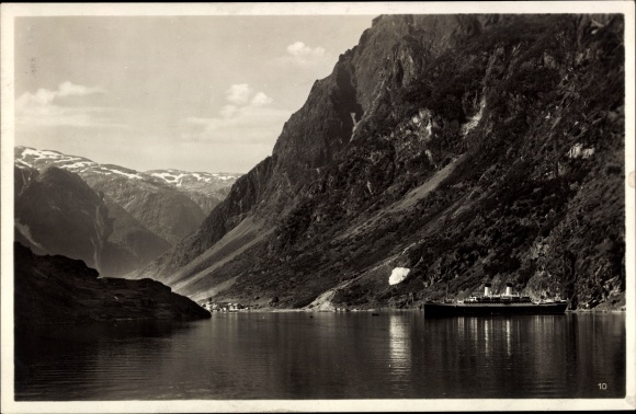 Postcard Gudvangen Norwegen, Panorama, Schiff