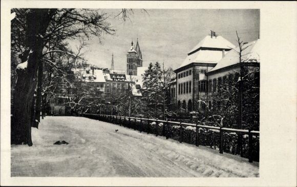 Ak Esslingen am Neckar, Straßenansicht im Winter