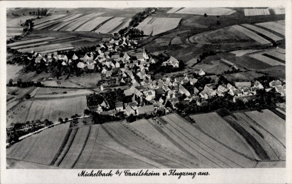 Postcard Michelbach an der Lücke Wallhausen in Württemberg, aerial photograph
