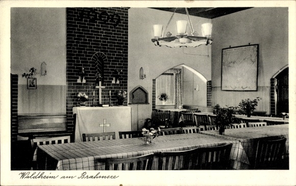 Ak Langwedel in Holstein, Waldheim am Brahmsee, Evangelisch Jeugdhuis, Eetkamer
