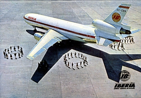 Postcard Spanish passenger aircraft Iberia, DC-10/30 Costa Brava, EC-CBN