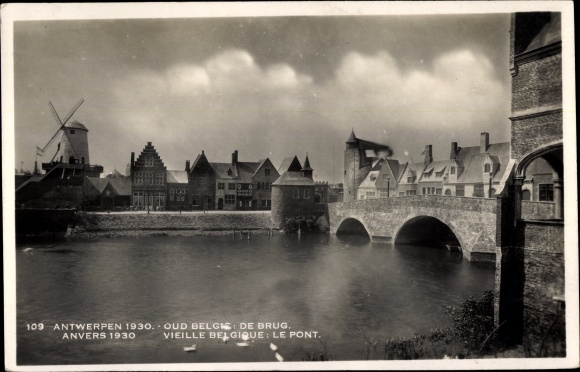 Postcard Anvers Antwerp, World Exhibition, Exposition, Weltausstellung 1930, Old Belgium, Bridge