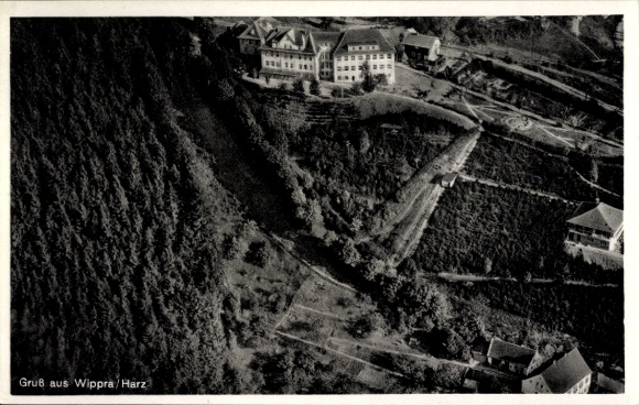 Postcard Wippra Sangerhausen am Harz, aerial photograph