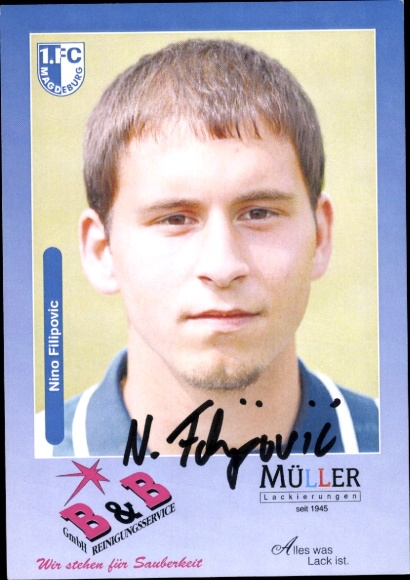 Autogrammkarte Fußballer Ninno Filipovic, 1. FC Magdeburg, Autogramm