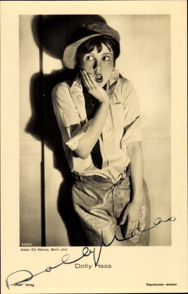 Postcard actress Dolly Haas, portrait, autograph