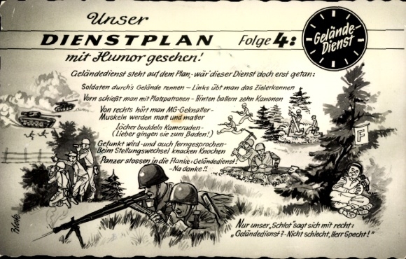 Artist Postcard Our duty roster seen with humor, field service