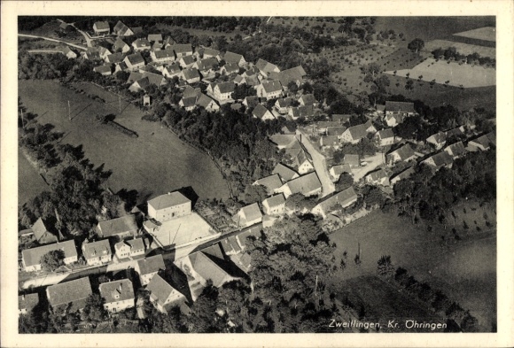 Postcard Zweiflingen in the Hohenlohe, aerial photograph