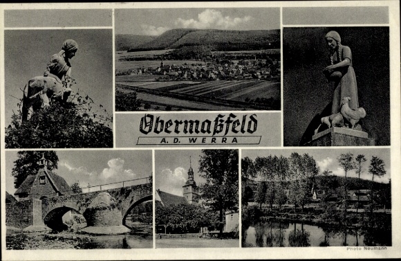 KP Obermaßfeld na Werra Turyngia, panorama, most, kościół
