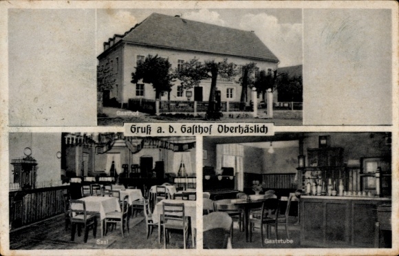 Postcard Oberhäslich Dippoldiswalde in the Erzgebirge, Gasthof Walter Hüttel