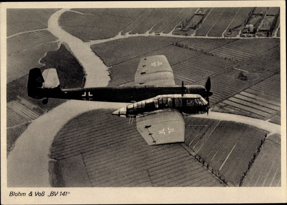 Postcard Deutsche Luftwaffe, close-up reconnaissance aircraft Blohm and Voss BV 141 B