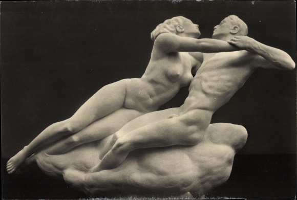 Postcard sculpture by Josef Thorak, Francesca da Rimini, HDK 553, Photo Hoffmann