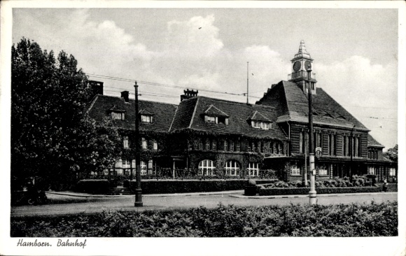 Postcard Hamborn Duisburg in the Ruhr area, train station