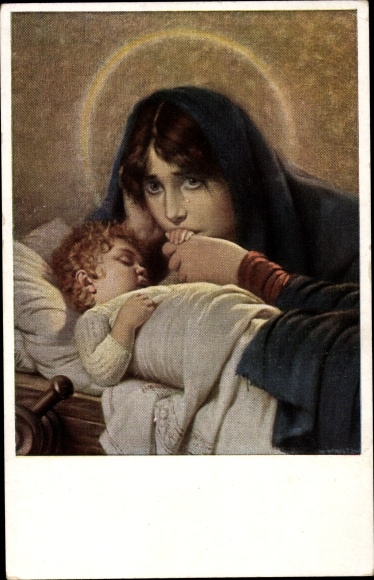 Artist PC Kaulbach, Hermann, woman with a sleeping child
