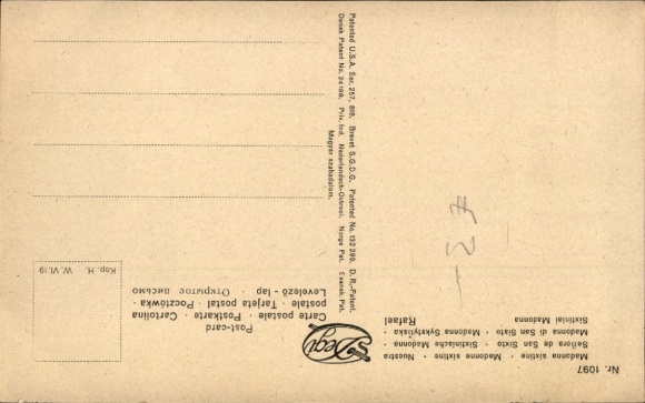 Artist Postcard Rafael, Madonna sixtine