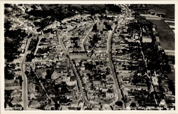 Postcard Jüterbog in Brandenburg, aerial photograph