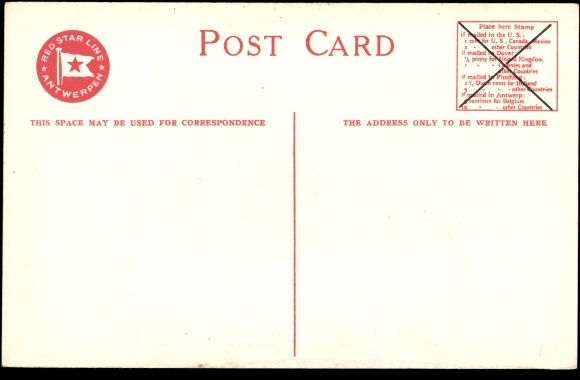 Kunstenaar litho Cassiens, H., Red Star Line, stoomboot in de haven