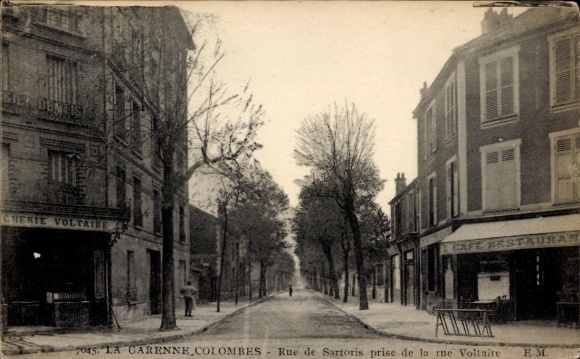 Postcard La Garenne Colombes Hauts de Seine, Dentist, Café Restaurant, Rue de Sartoris, EM