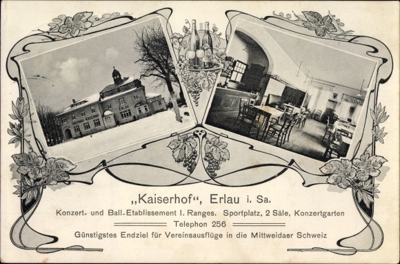 Ak Erlau Landkreis Mittelsachsen, Gasthaus Kaiserhof, Innenansicht