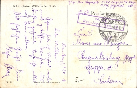 Postcard Steamer Kaiser Wilhelm der Große, Norddeutscher Lloyd Bremen, fast steamer