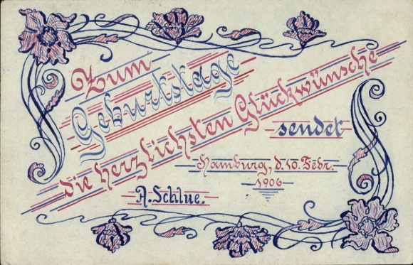 PC Happy Birthday, Hamburg 1906, A. Schlue