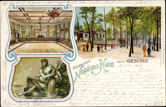 Chromo-Litho Berlin Treptow Niederschoeneweide, Restaurant Neptune&#39;s Hain