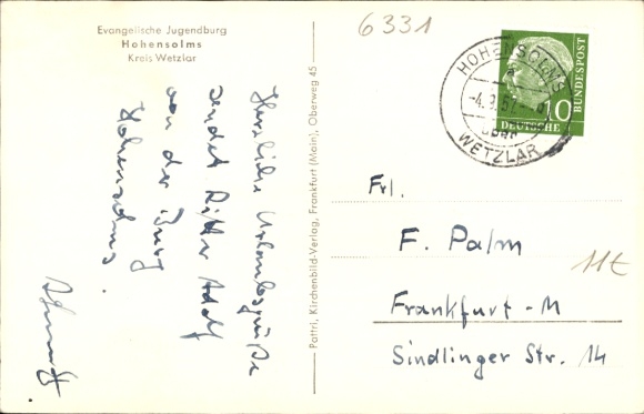 Postcard Hohensolms Hohenahr in Hesse, Evangelical Youth Castle, interior