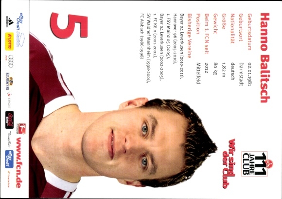 Autograph card footballer Hanno Balitsch, 1. FC Nuremberg, autograph