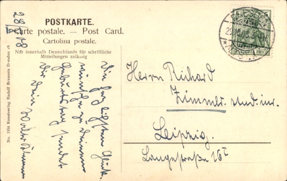 Postcard Dresden Neustadt, Three Kings School