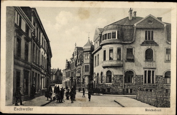 Postcard Eschweiler North Rhine Westphalia, street scene, Reichsbank