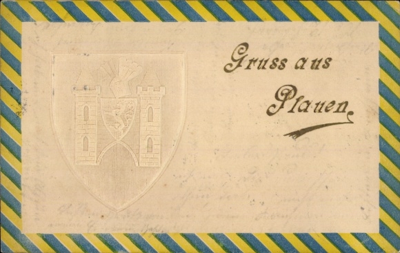 Embossed coat of arms Postcard Plauen in Vogtland, city coat of arms