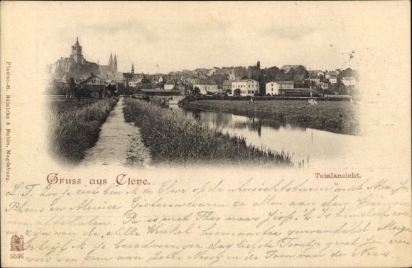 Ak Bad Cleve Kleve am Niederrhein, Gruss aus  Totalansicht, Flussansicht, Häuser, Stadtansicht