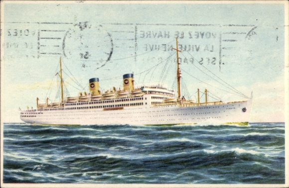 Kunstenaarskaart passagiersschip MS Italia, Home Lines