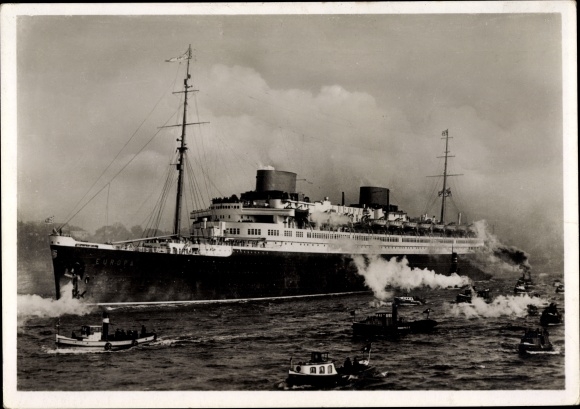 Postcard turbine express steamer Europe, North German Lloyd