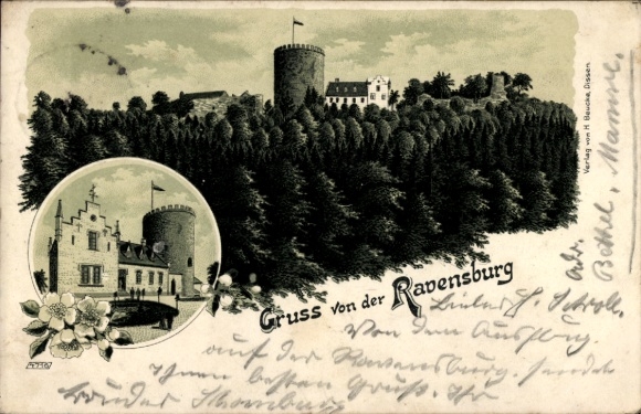 Litho Borgholzhausen in Westfalen, Burg Ravensberg, Ravensburg