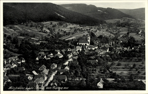 Postcard Münchweier Ettenheim in Baden, aerial photograph