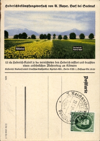 Postcard Seebruck am Chiemsee Upper Bavaria, advertising, Hederich-Kainit, agriculture