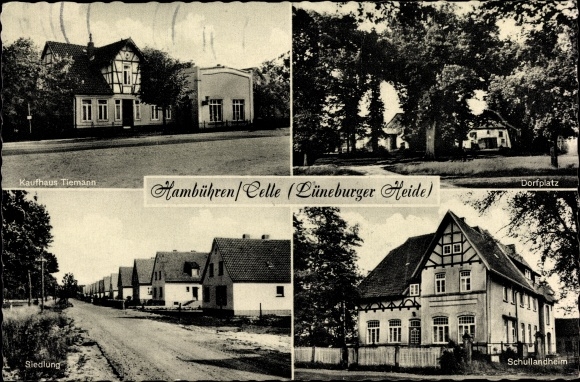 Postcard Hambühren in Lower Saxony, department store Tiemann, village square, settlement, school camp